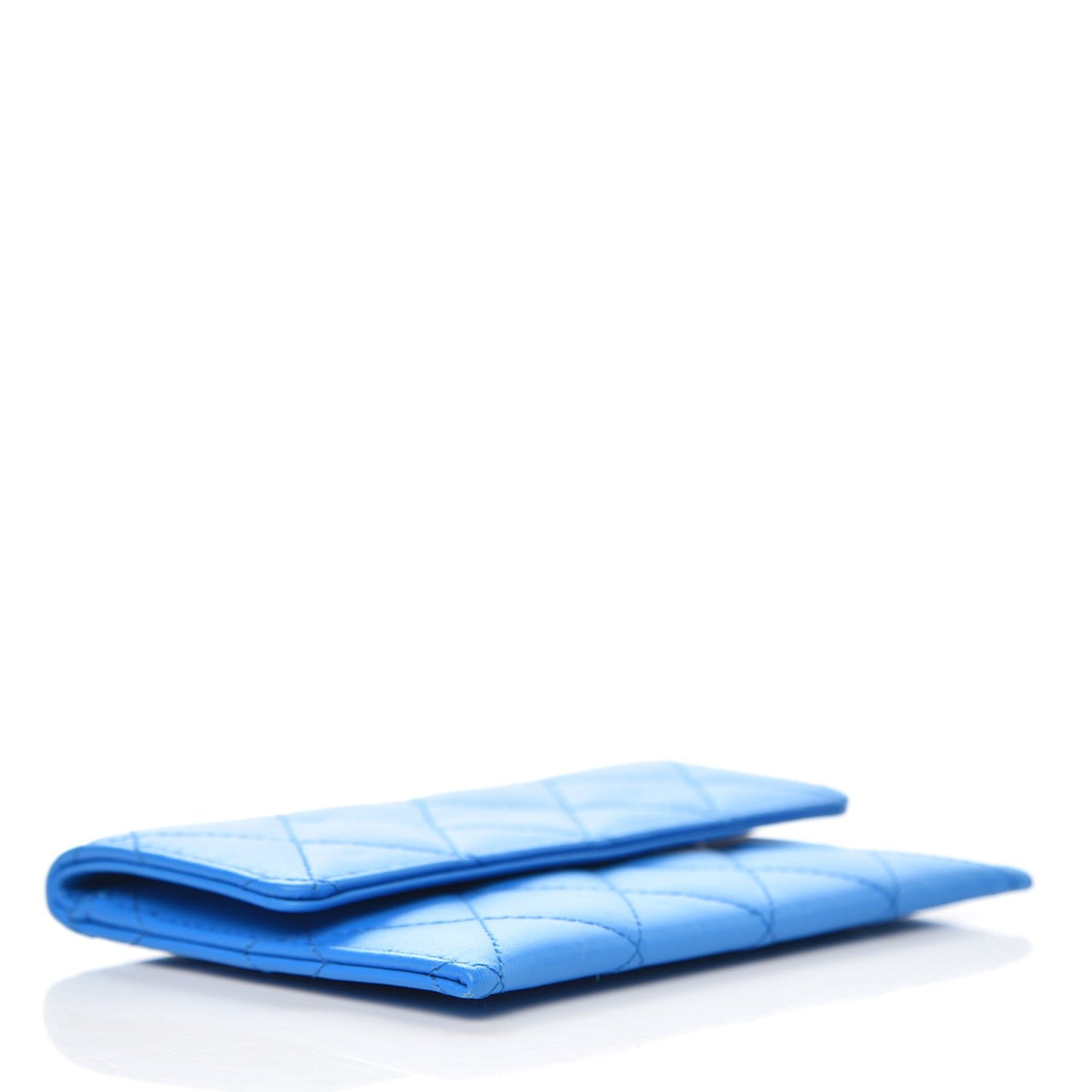 Lambskin Quilted Wallet On Removable Chain Insert Blue