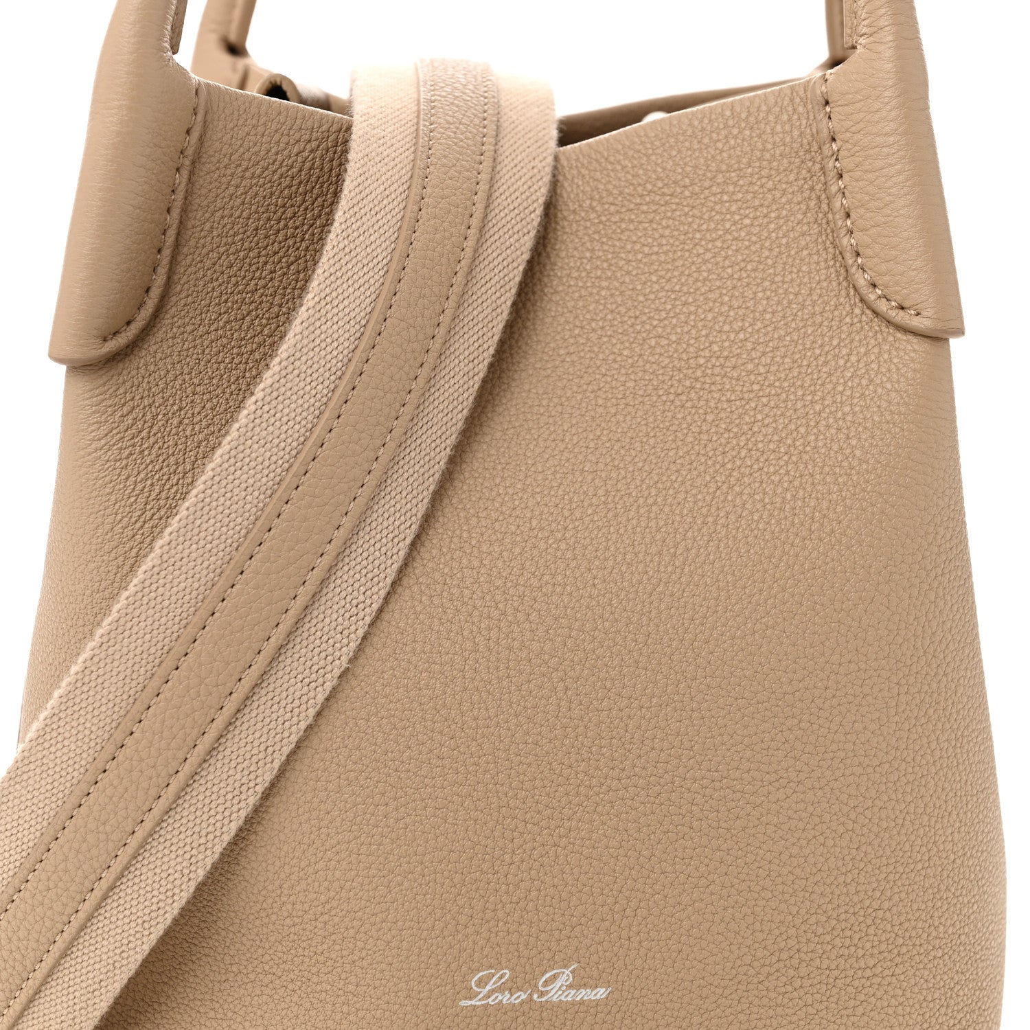 Loro Piana Grained Calfskin Micro Bale Bag Light Mastic 1677331