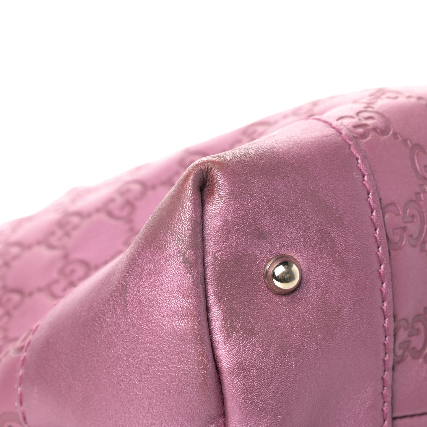 Metallic Soft Guccissima Large Heart Bit Charm Top Handle Tote Fresia Rose