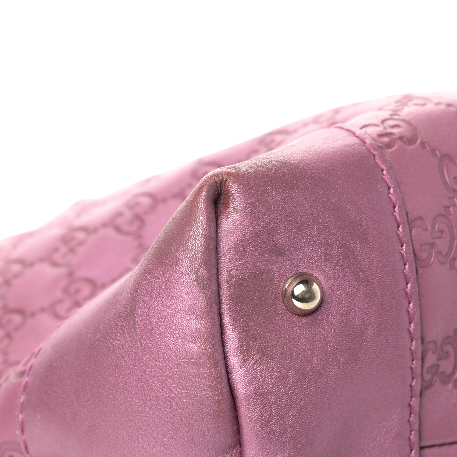 Gucci Metallic Soft Guccissima Large Heart Bit Charm Top Handle Tote Fresia Rose 13 of 22
