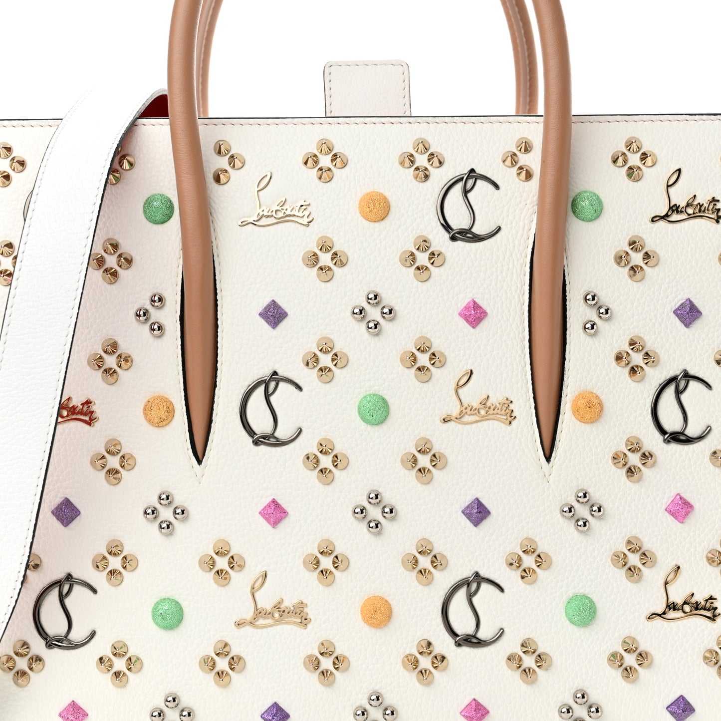 Calfskin Spikes Loubinthesky Medium Paloma White Multicolor