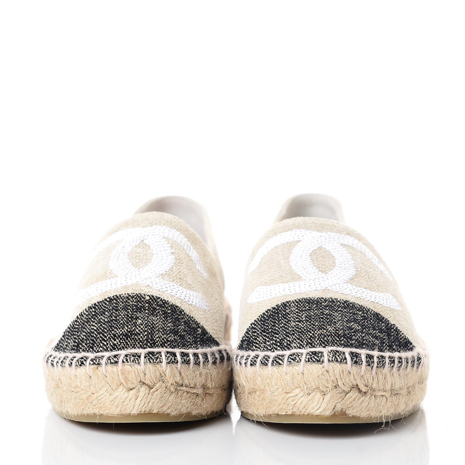 Chanel Linen Sequin CC Espadrilles 36 Beige Black 2 of 11