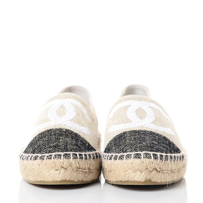 Chanel Linen Sequin CC Espadrilles 36 Beige Black 2 of 11