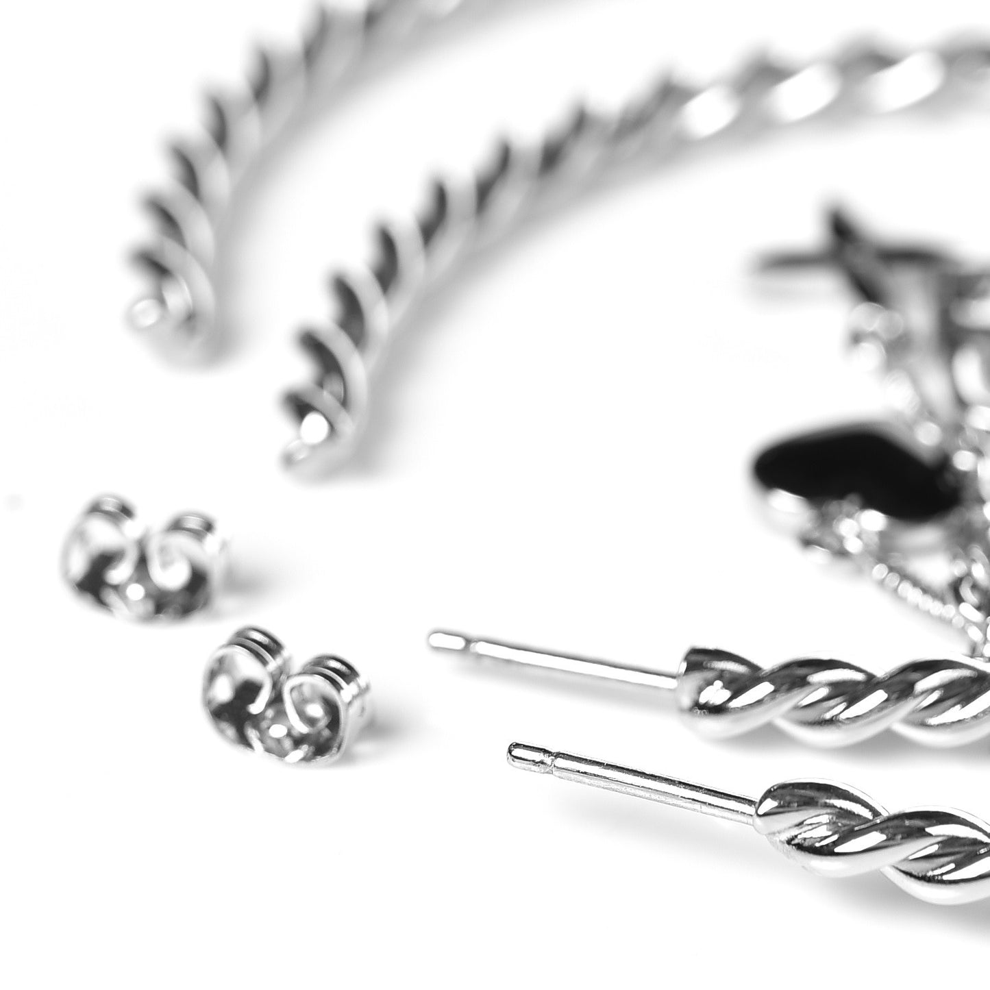 Sweet Monogram Creole Hoop Earrings Silver