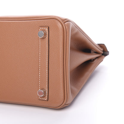 Hermes Taurillon Novillo Verso Birkin 25 Gold Gris Tourterelle 9 of 10