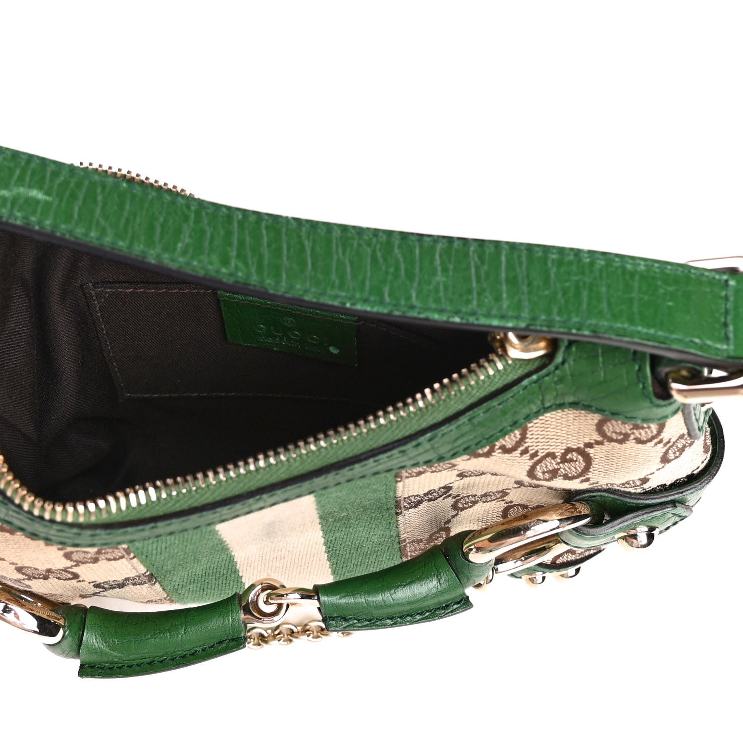 Gucci Monogram Web Horsebit Small Shoulder Bag Green 4 of 4