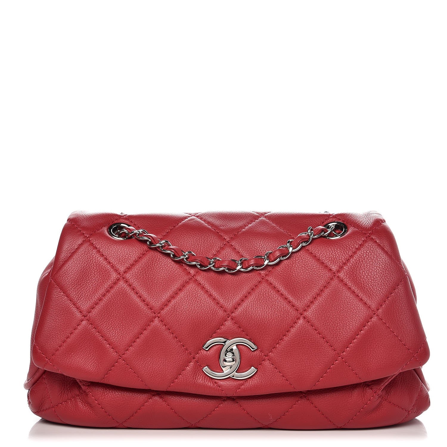Chanel Calfskin Quilted CC Curvy Flap Red 1 of 7