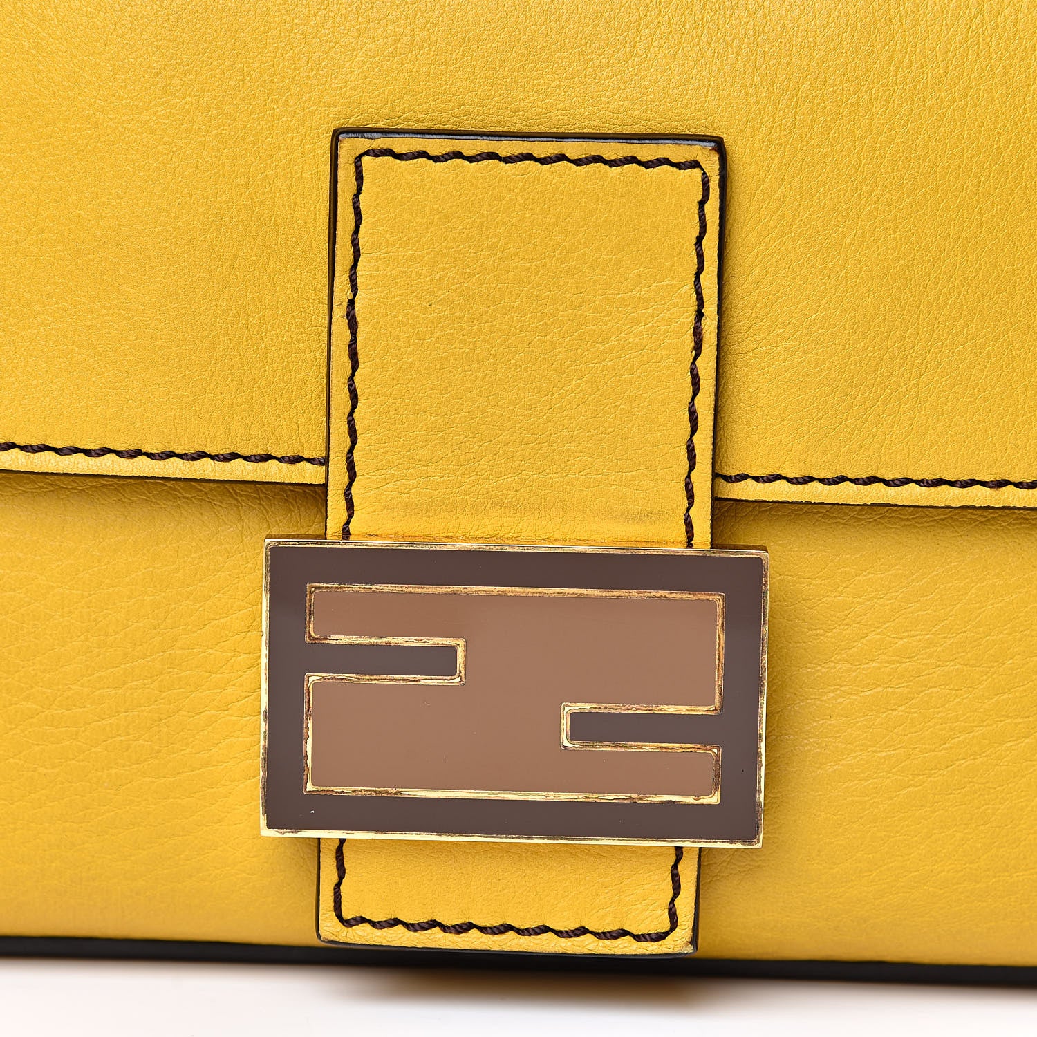Fendi Vitello Flamingo Enamel Interchangeable Strap Baguette Chantilly Marrone Tobacco 14 of 14