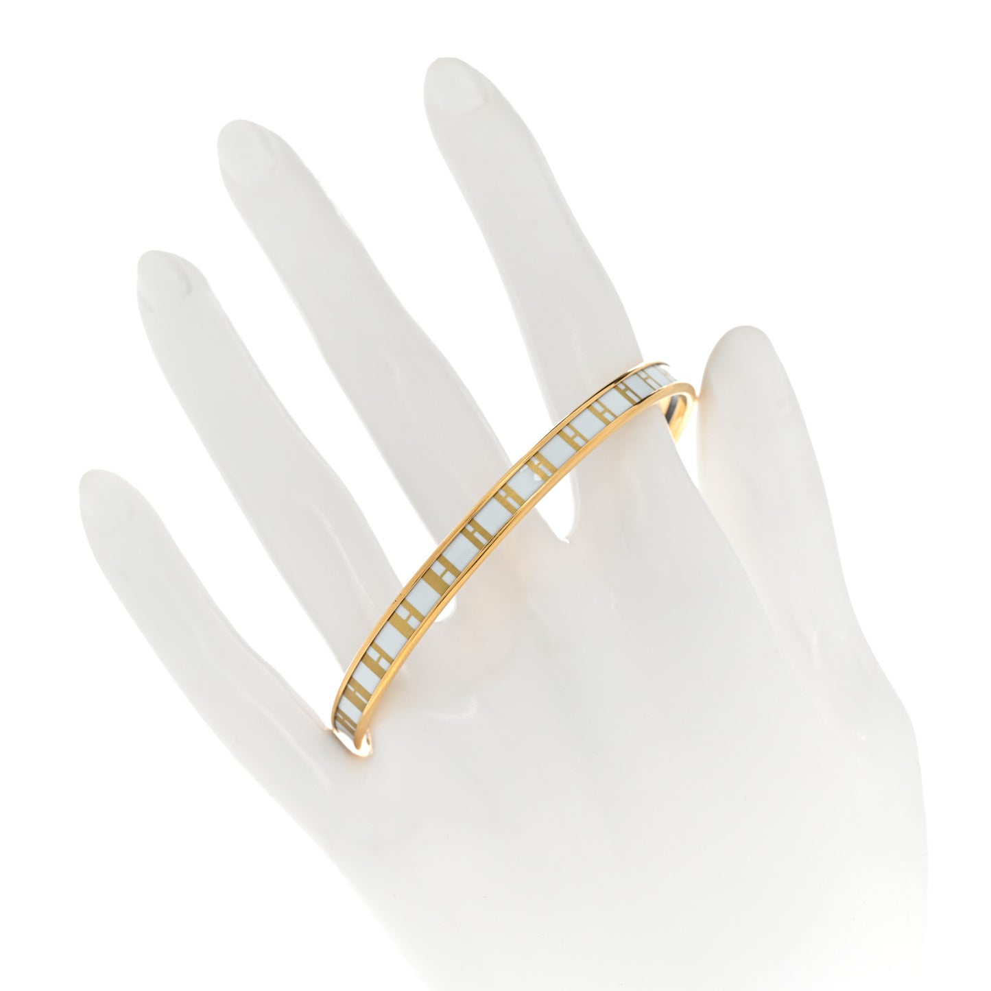 Printed Enamel Extra Narrow OP'H Bracelet 62 Jaune D'Or White