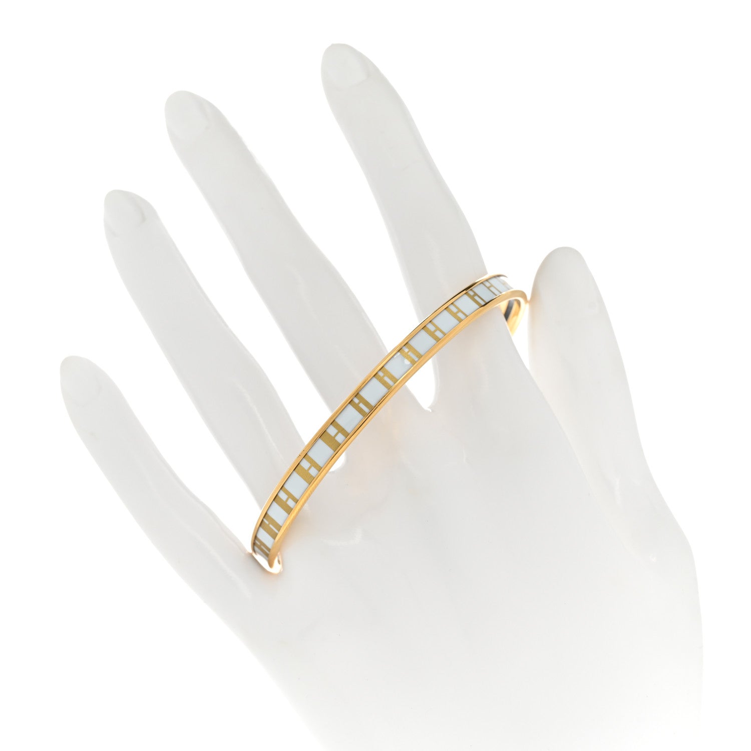 Hermes Printed Enamel Extra Narrow OP'H Bracelet 62 Jaune D'Or White 2 of 6