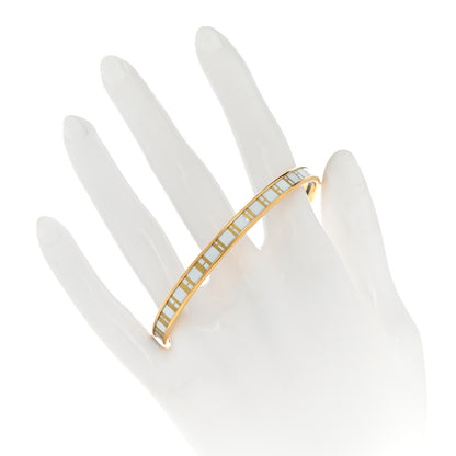 Hermes Printed Enamel Extra Narrow OP'H Bracelet 62 Jaune D'Or White 2 of 6