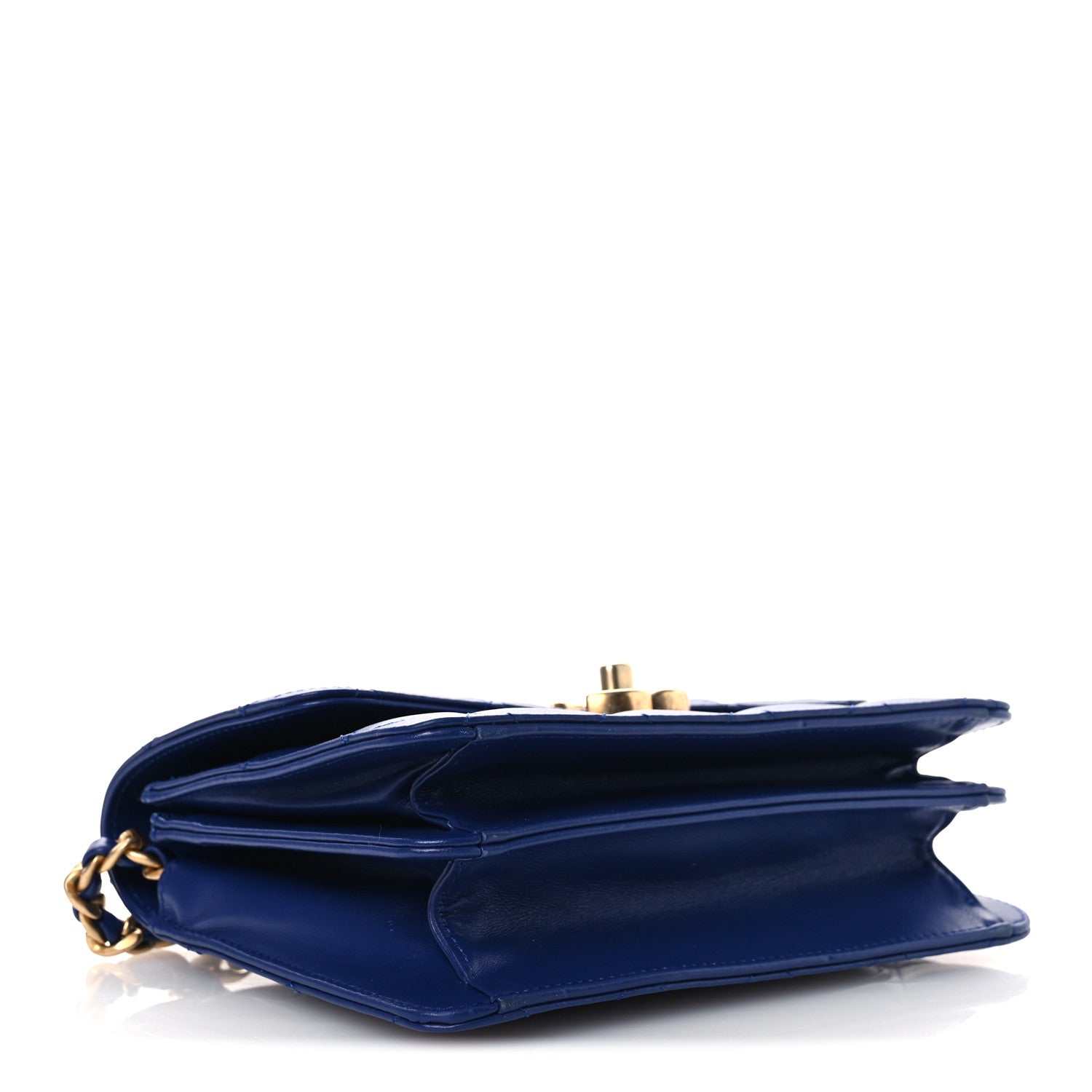 Chanel Calfskin Quilted Small Dual Handle Chain Flap Bag  Blue 4 of 11