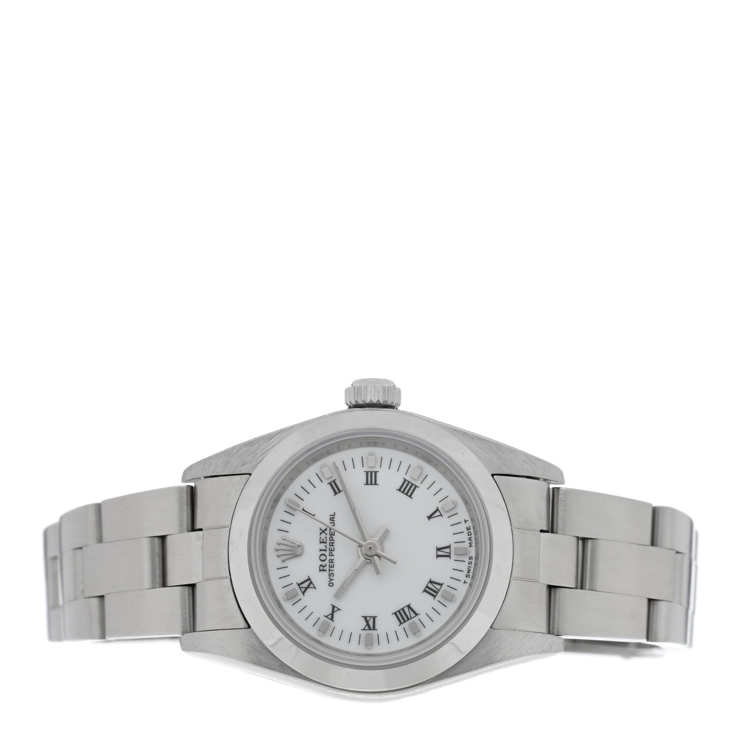 Stainless Steel 24mm Oyster Perpetual Watch White Roman 76080