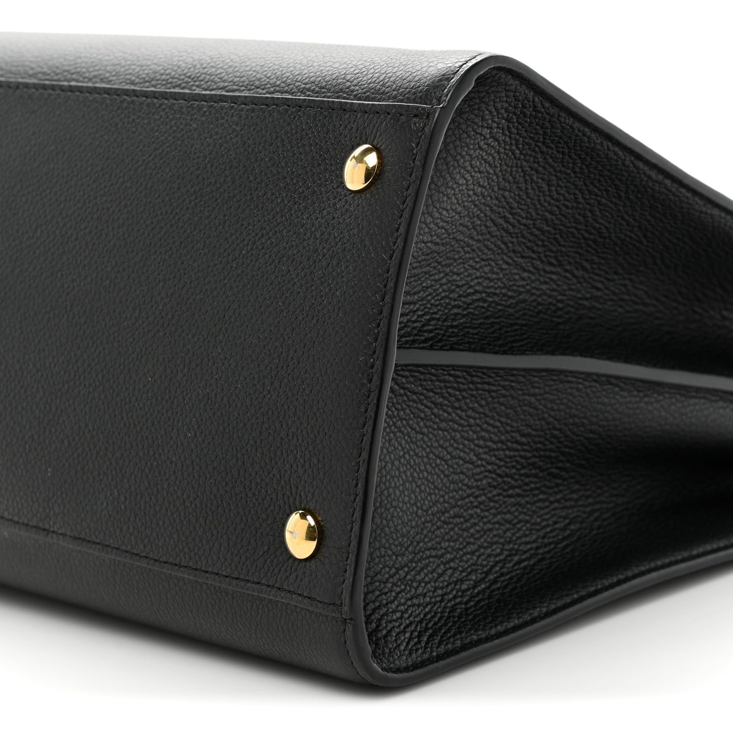 Grainy Calfskin Large Title Tote Black