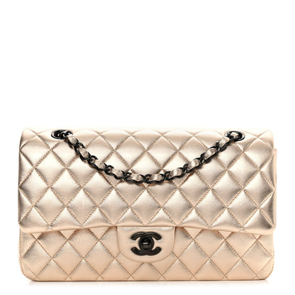 Chanel Metallic Lambskin Quilted Medium Double Flap Gold Black 1 of 9