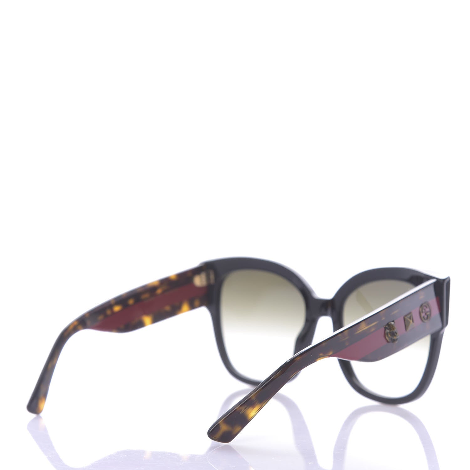Gucci Acetate Square Frame Web Sunglasses GG0059S Black Tortoise 4 of 7