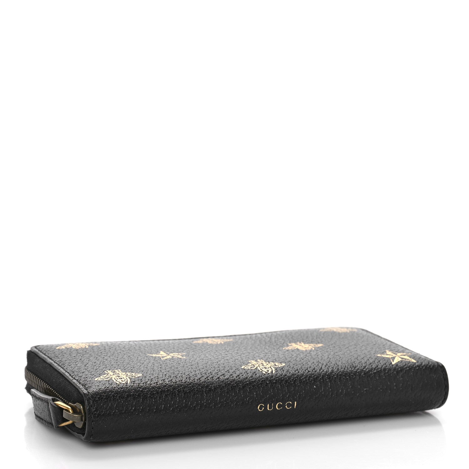 Gucci Dollar Calfskin Bee Star Zip Around Wallet Black 4 of 8
