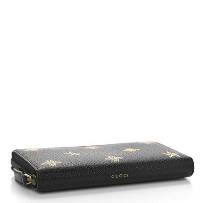 Gucci Dollar Calfskin Bee Star Zip Around Wallet Black 4 of 8