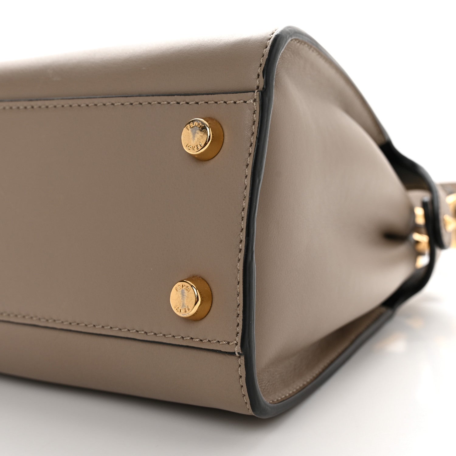 Fendi Vitello Tahiti Burro Medium Peekaboo Iconic Essentially Satchel Tortora Black 11 of 13
