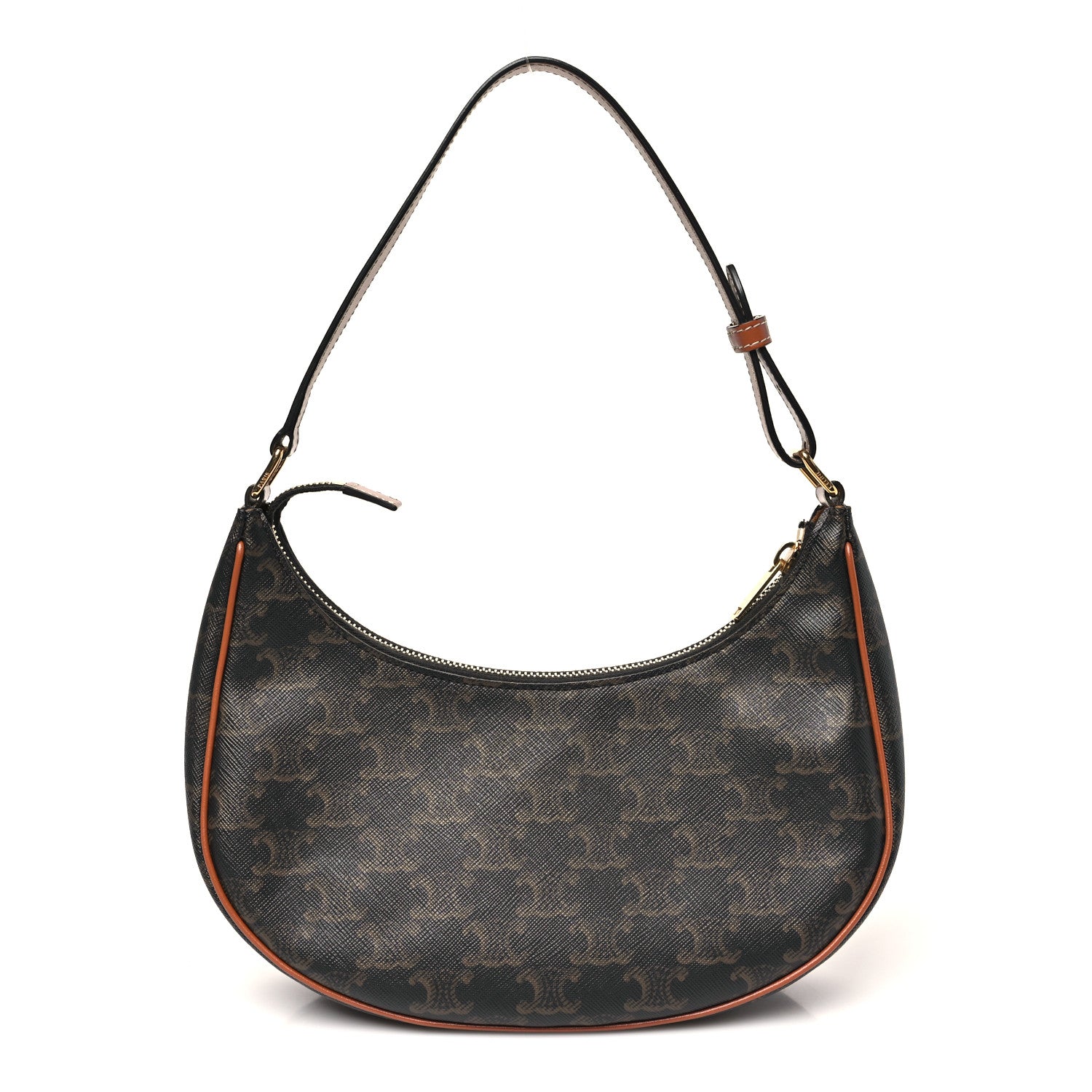 Celine Triomphe Canvas Calfskin Ava Shoulder Bag Tan 1 of 9