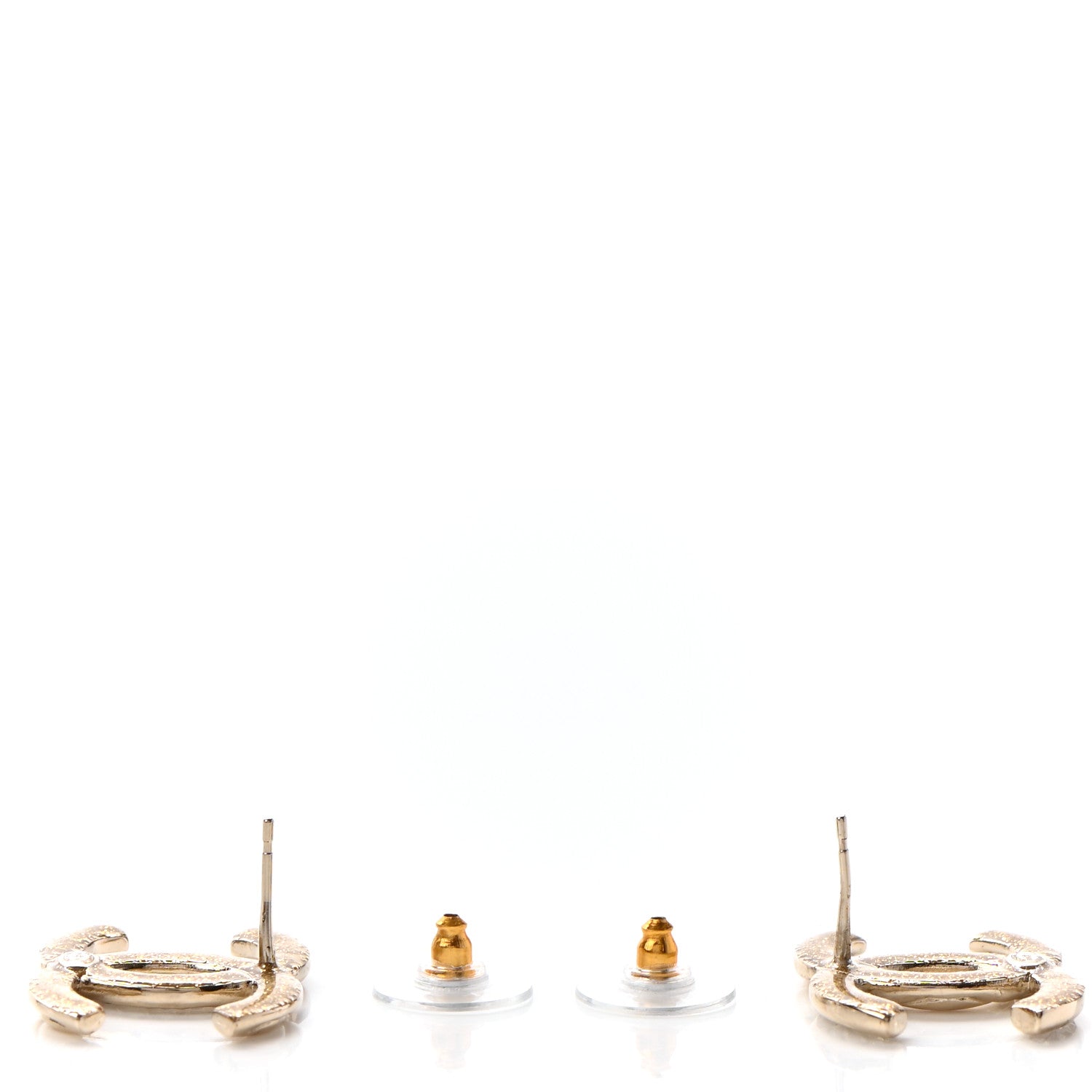 Chanel Crystal Glitter Quilted CC Earrings Light Gold 3 of 4