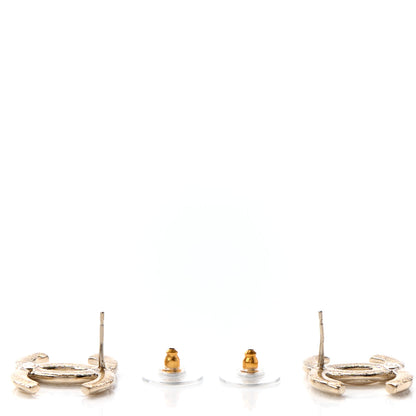 Chanel Crystal Glitter Quilted CC Earrings Light Gold 3 of 4