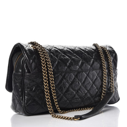 Chanel Crumpled Grained Calfskin Quilted Large Shiva Flap Black 3 of 9