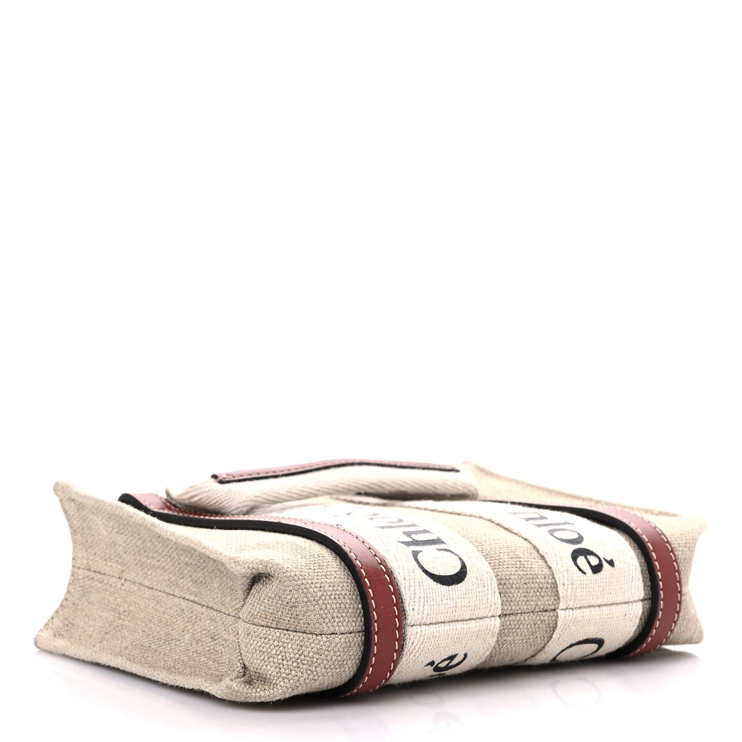 Cotton Calfskin Mini Woody Ribbon Tote White Brown