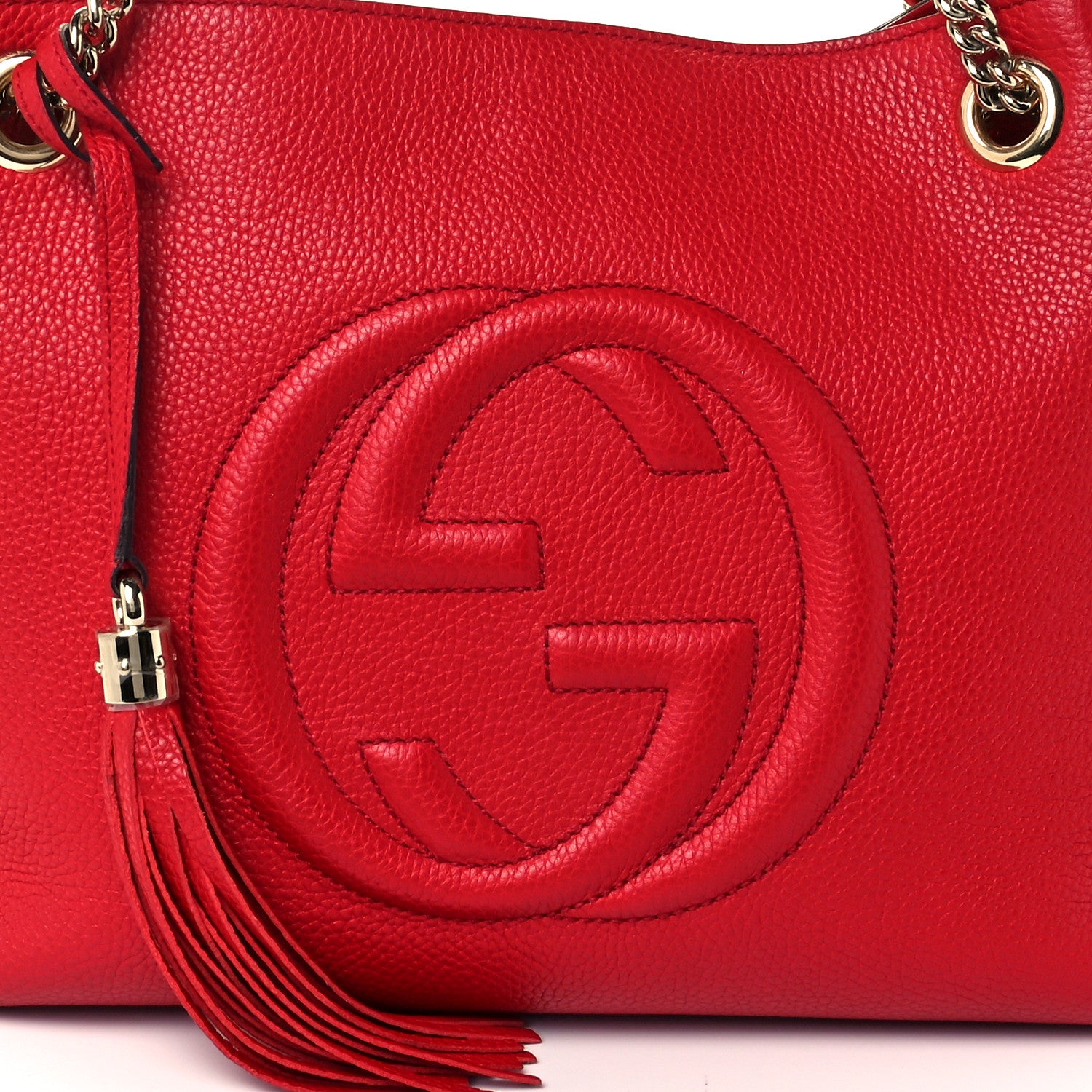Gucci Pebbled Calfskin Medium Soho Chain Shoulder Bag Tabasco Red 9 of 11