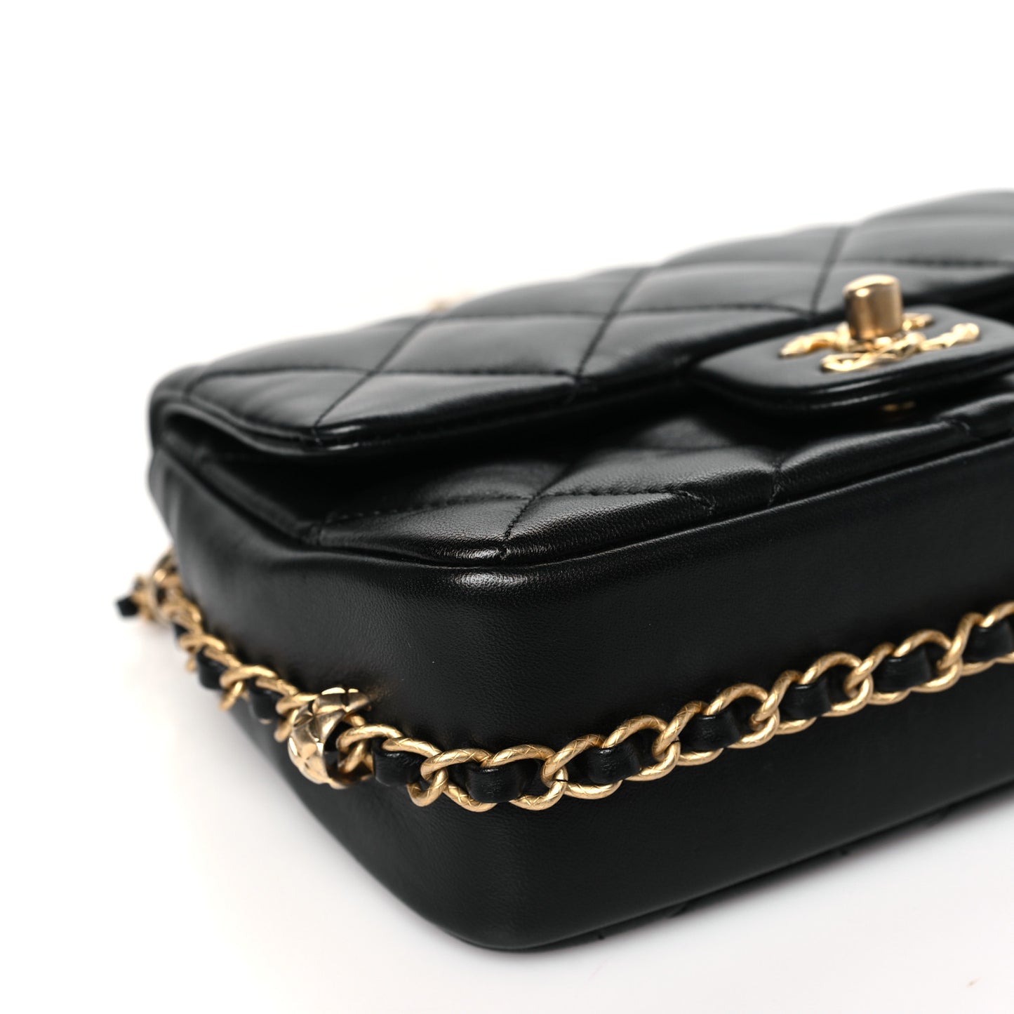 Lambskin Quilted CC Small Dynasty Flap Black
