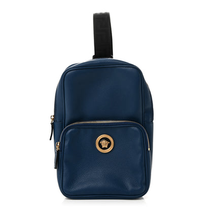 Versace Calfskin Sling Backpack Blue 1 of 9
