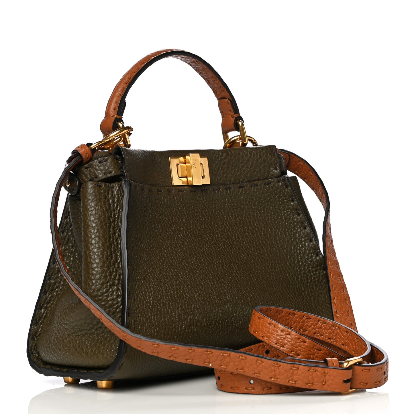 Cuoio Romano Selleria Tri-color Mini Peekaboo Iconic Satchel Aspargo Saddler Latte