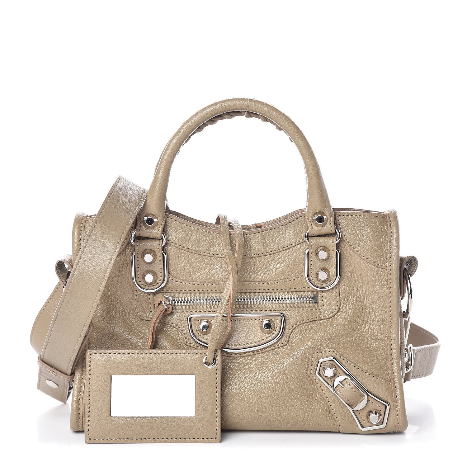 Balenciaga Chevre Silver Metallic Edge Hardware Mini City Beige Latte 1 of 9