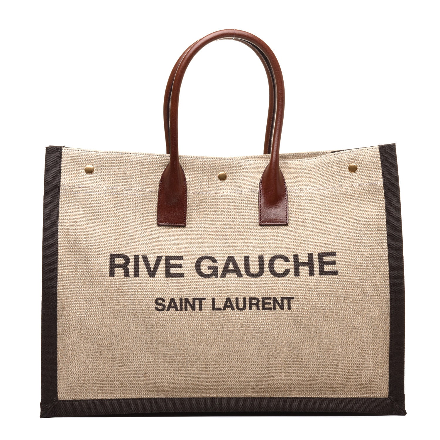Saint Laurent Linen Calfskin Rive Gauche Tote Natural 1 of 8