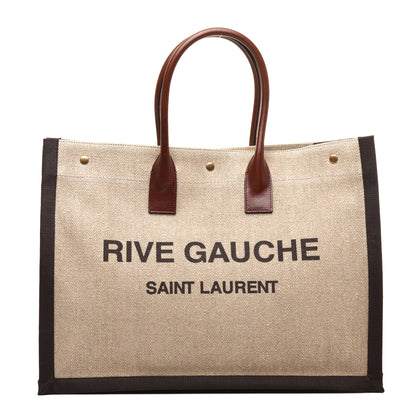 Saint Laurent Linen Calfskin Rive Gauche Tote Natural 1 of 8