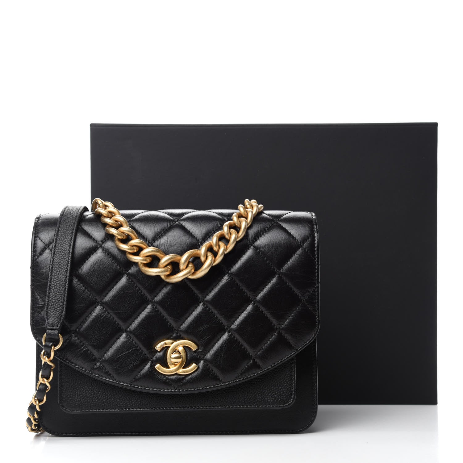 Chanel Calfskin Caviar Quilted Chain Handle Flap Black 12 of 12