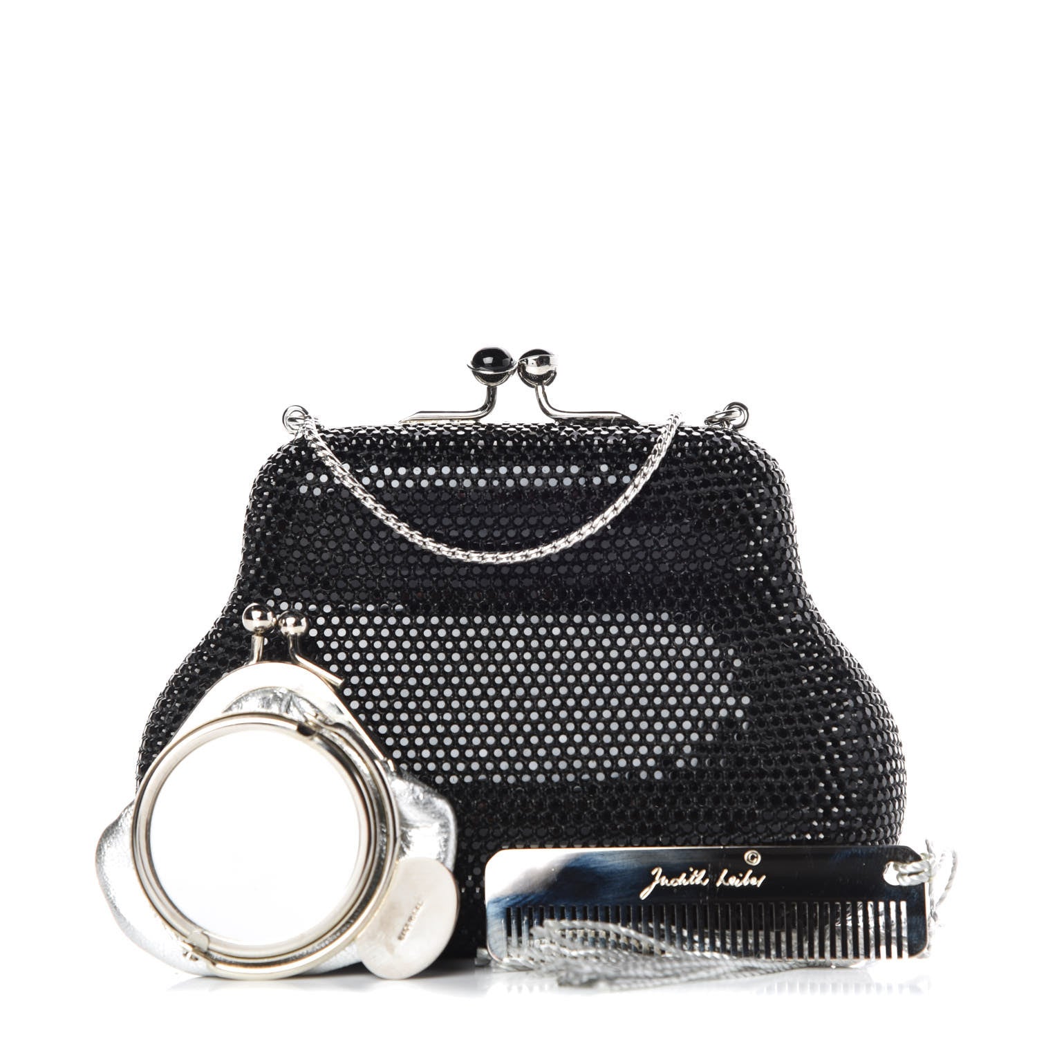 Judith Leiber Swarovski Crystal Minaudiere Clutch Black 1 of 6