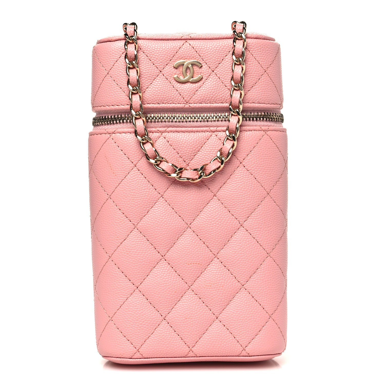 Chanel Caviar Quilted Phone Holder With Chain Pink 1 of 10
