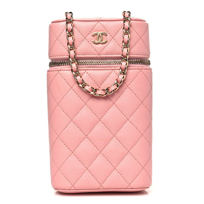 Chanel Caviar Quilted Phone Holder With Chain Pink 1 of 10