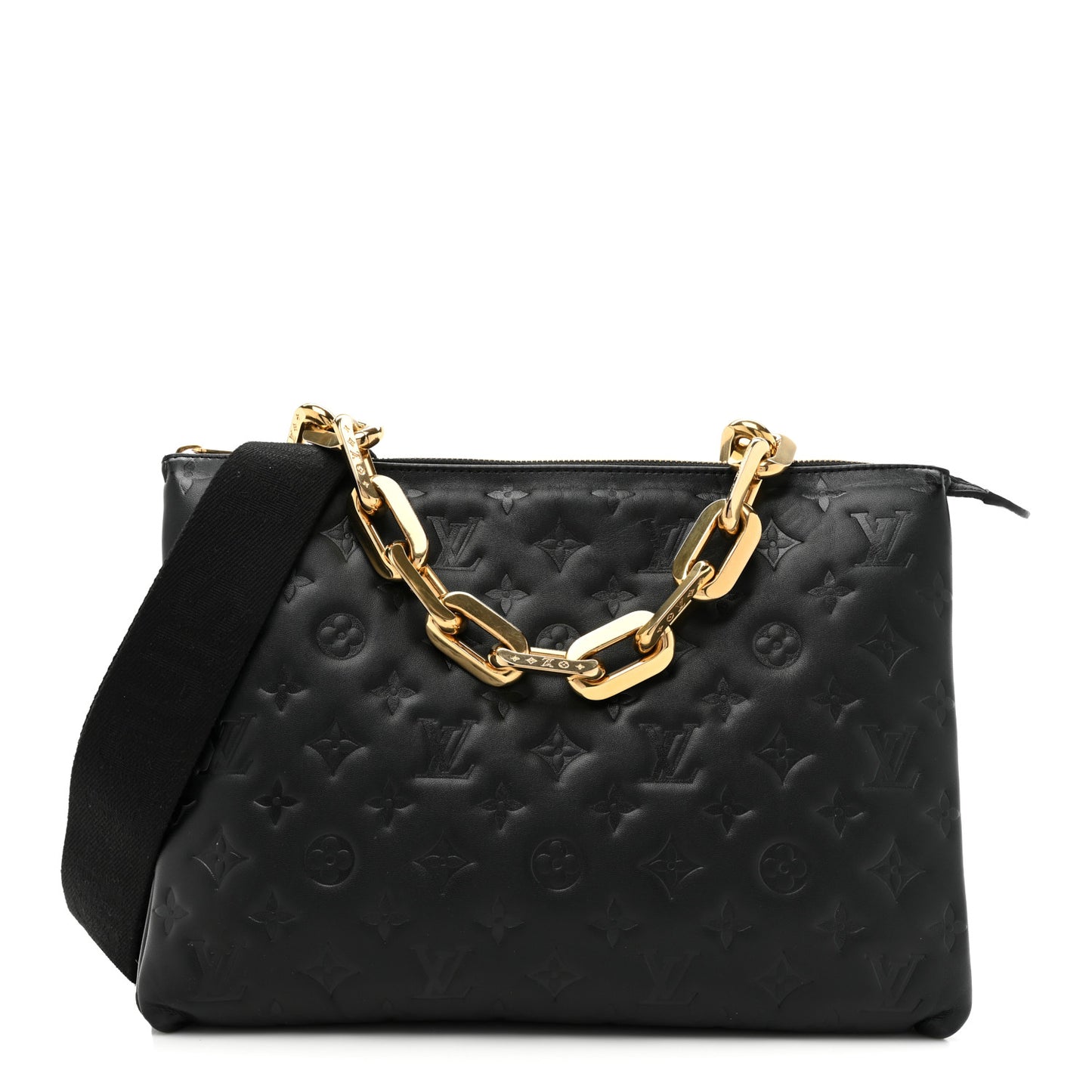Lambskin Embossed Monogram Coussin MM Black