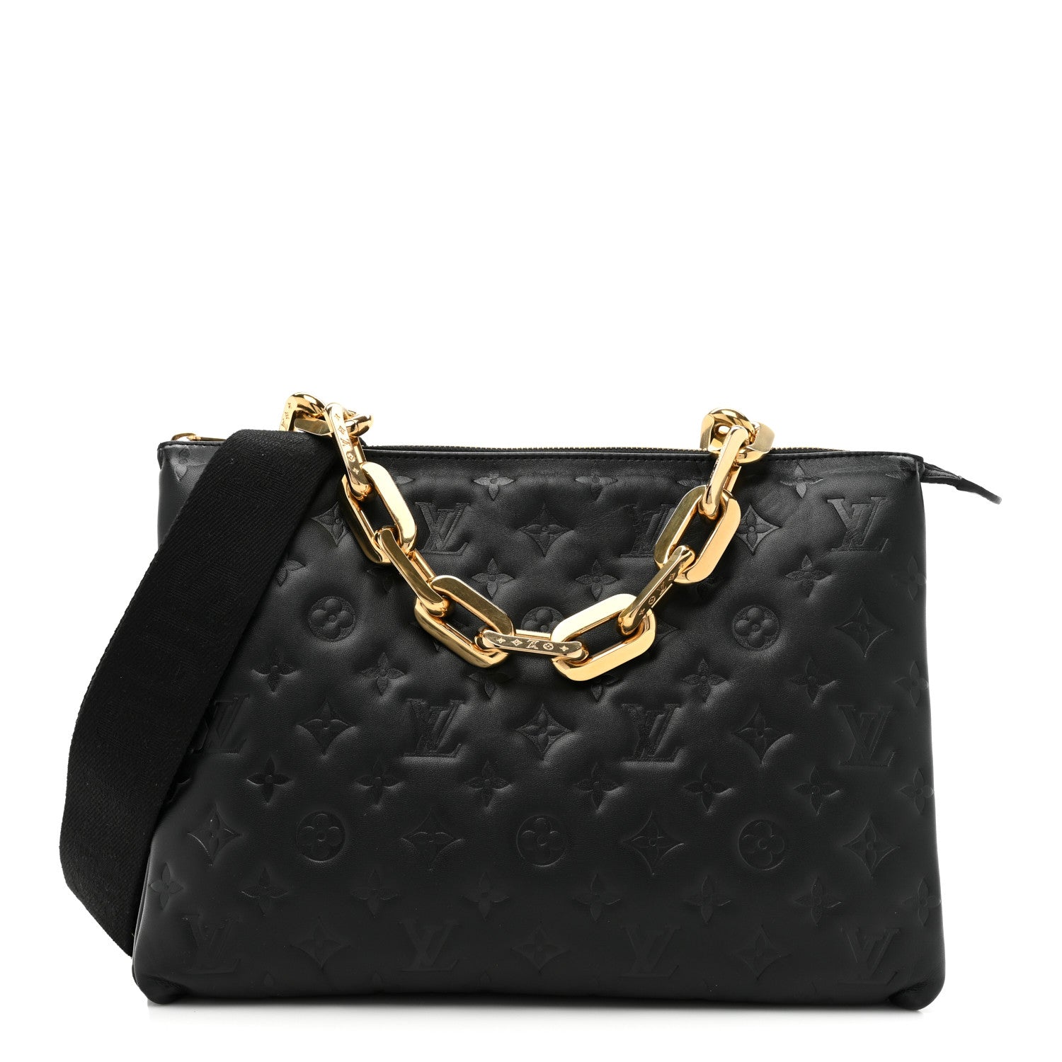 Louis Vuitton Lambskin Embossed Monogram Coussin MM Black 1 of 10