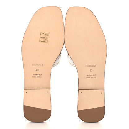 Hermes Calfskin Stitched Oran Sandals 40 White 6 of 10