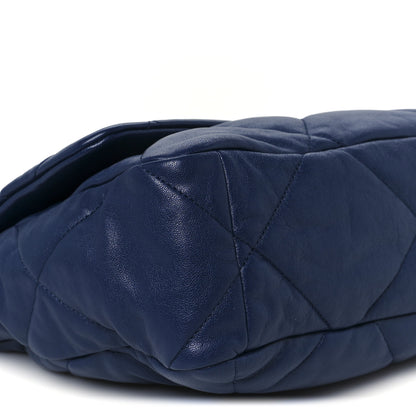 Chanel Goatskin Quilted Large Chanel 19 Flap Navy Blue 9 of 10