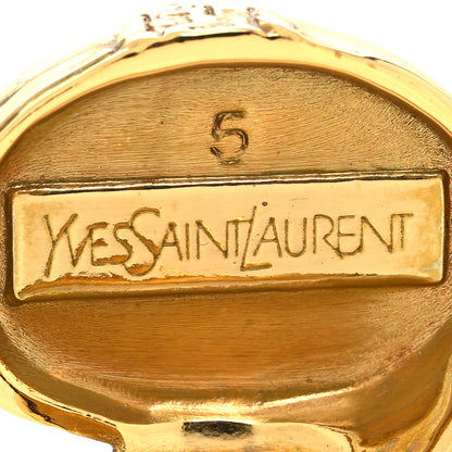 Saint Laurent Glass Cabochon Arty Ovale Ring 49 5 Gold Red 4 of 4