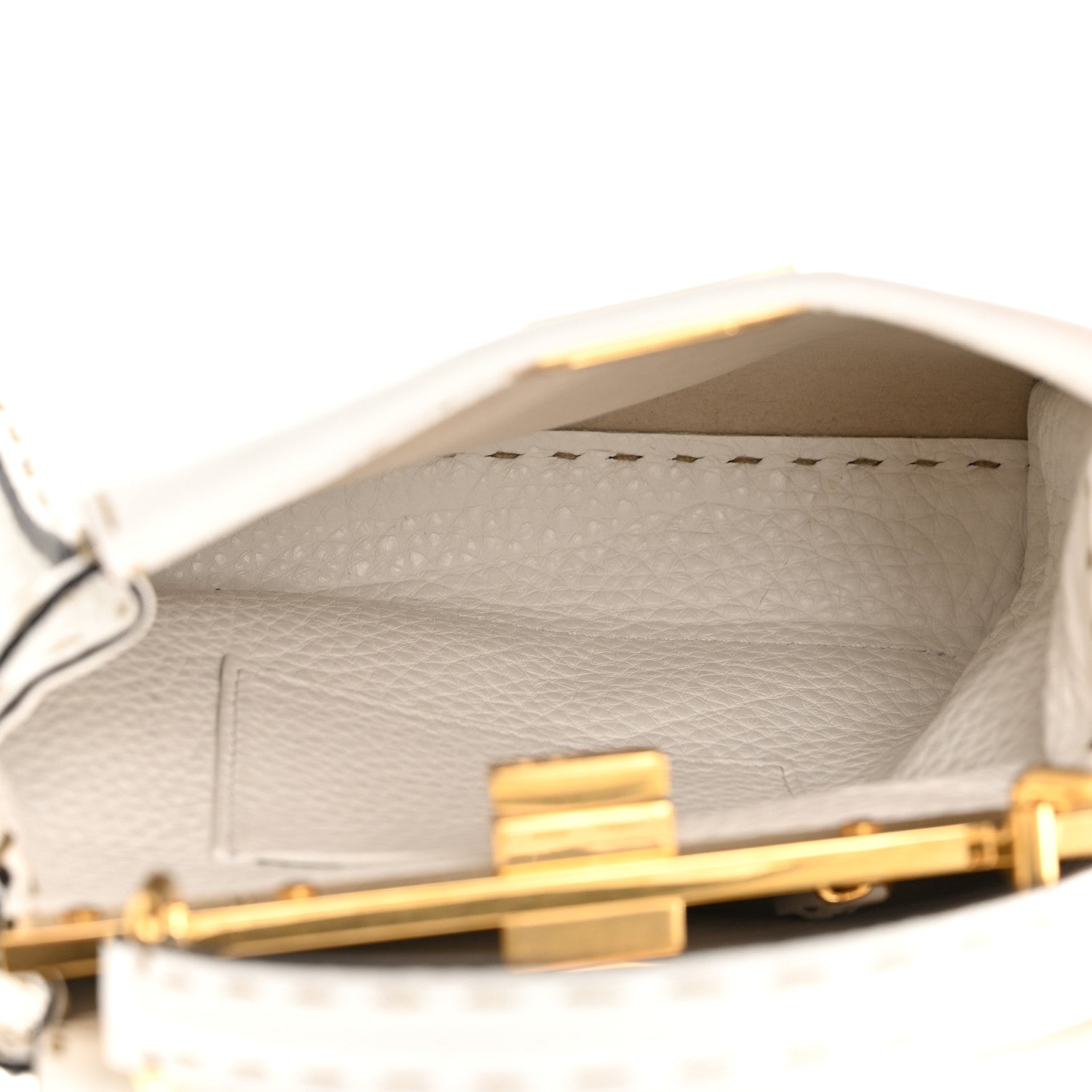Fendi Cuoio Romano Selleria Mini Peekaboo Iconic Satchel White 5 of 9