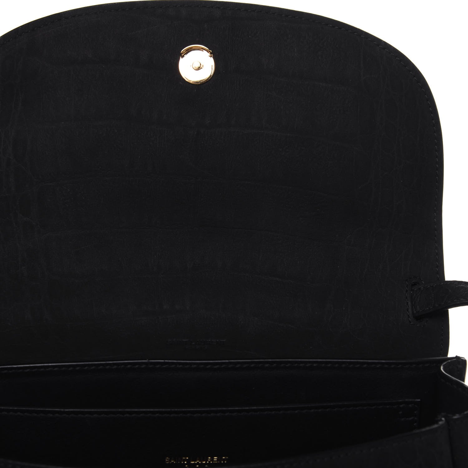Saint Laurent Crocodile Embossed Monogram Nubuck Medium Kaia Satchel Black 9 of 12