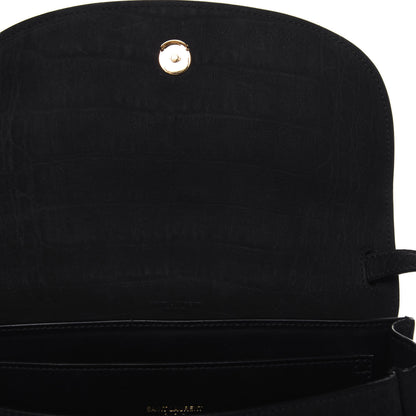Saint Laurent Crocodile Embossed Monogram Nubuck Medium Kaia Satchel Black 9 of 12