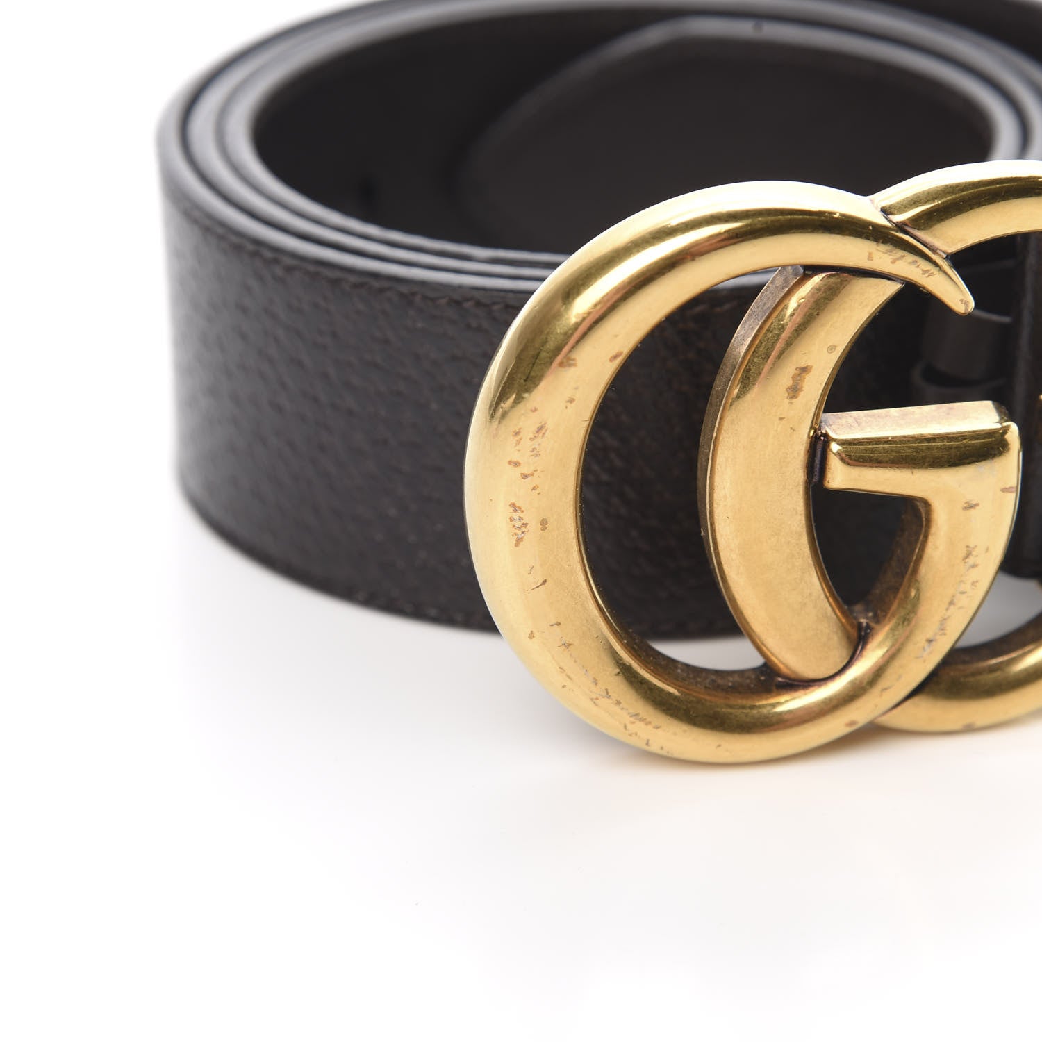 Gucci Textured Dollar Calfskin Double G 40mm Belt 90 36 Dark Cocoa 6 of 8