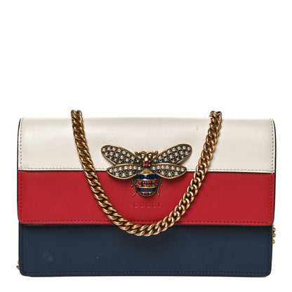 Gucci Calfskin Queen Margaret Chain Wallet Blue Agata Hibiscus Red Mystic White 1 of 10