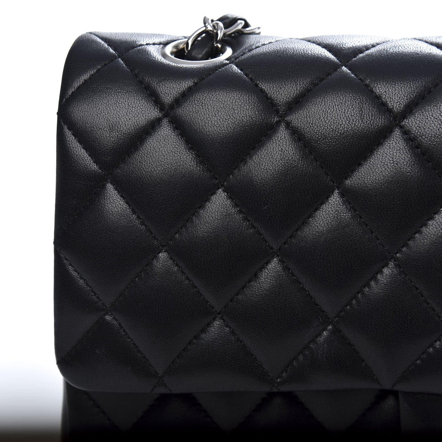 Lambskin Quilted Medium Double Flap Black